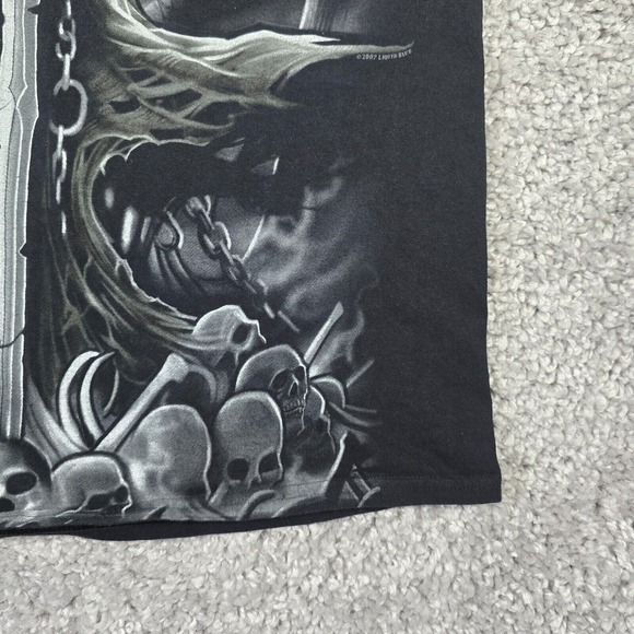 Liquid Blue Shirt Mens Large Black Archangel Grim Reaper Double Sided‎ Y2K - Picture 2 of 10